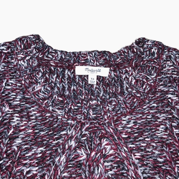 Madewell Firelight Marled Pullover Wool Alpaca Sweater Burgundy Chunky Winter - Picture 5 of 15